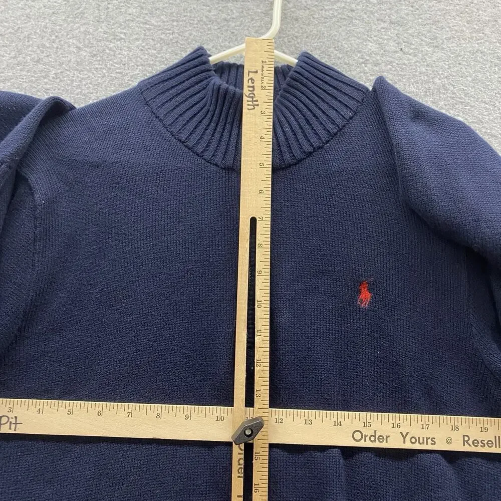Polo Ralph Lauren Mens Large Navy 1/4 Zip Pullover Preppy Golf Luxury Sweater